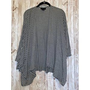 Steve Madden One Size Boxy Wrap Gray & White Stripe Open Cardigan